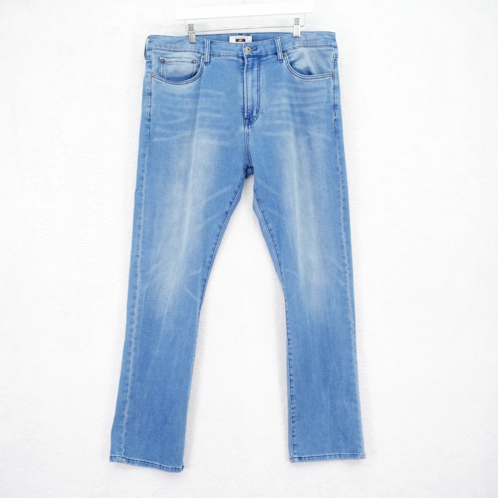 Joseph Abboud Classic Fit Blue Denim Jeans Stone Wash Whiskering High Rise 38/33